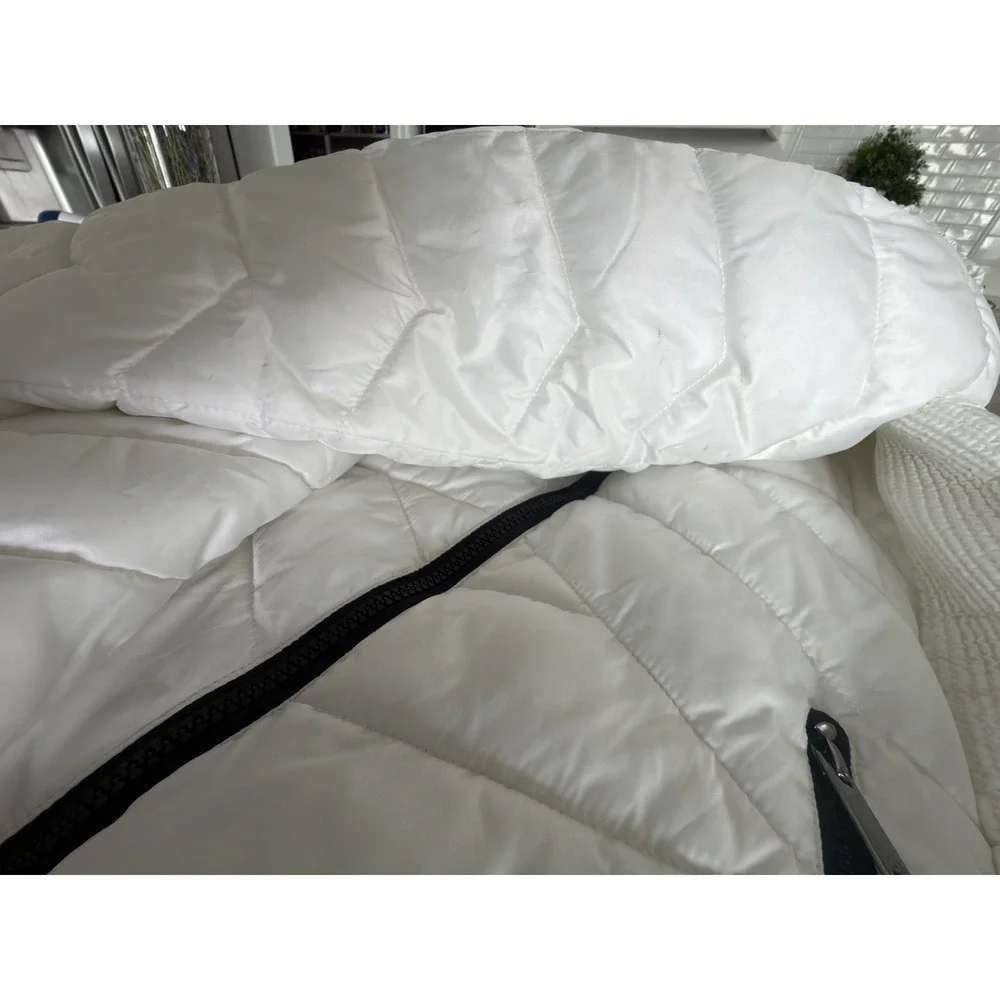 HFX White Puffer Jacket Small‎ Hooded Quilted Winter Coat